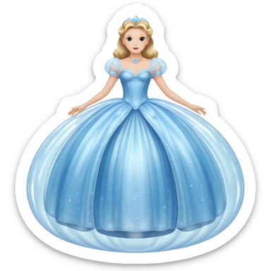 The bubble dress is typically a voluminous ball gown, designed to make Glinda look like she’s literally floating in a bubble. It features:  Pale blue or shimmering white-blue hues  sticker