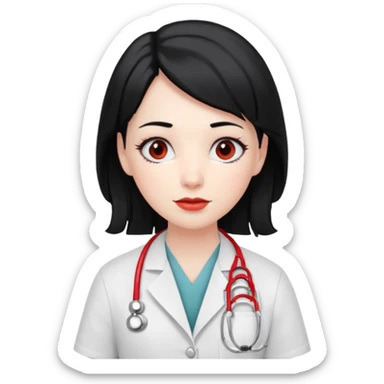 doctor with black hair and red hairclips  sticker