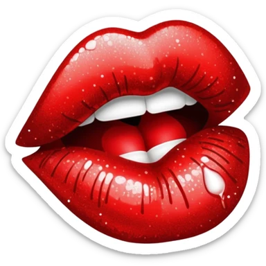 glittery red lipstick kiss mark sticker