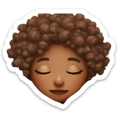girl with curly hair fair skin sleeping cozied up in pink blanket sticker