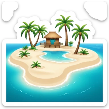 modern attractive island  with a beach and infrastructure  sticker