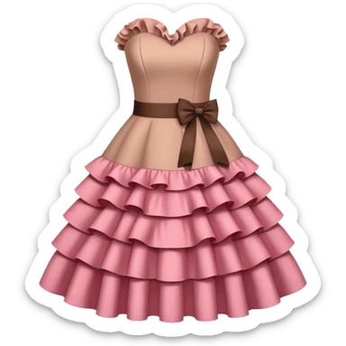 brown pink strapless dress with ruffles sticker