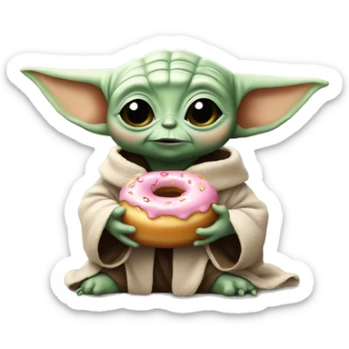 baby yoda eating donuts sticker