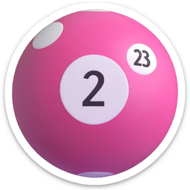 pink billiard ball with the number 23 inside a white circle sticker