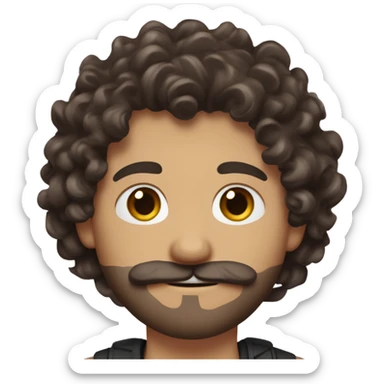 White Boy with dark brown medium length wavy curly hair and a beard and mustache and the prettiest brown eyes you’ve ever seen  sticker