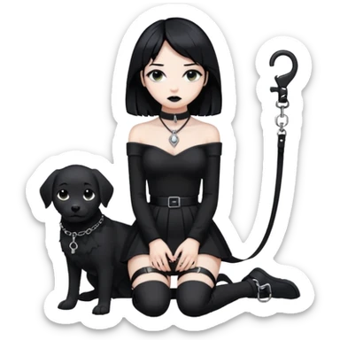 Homme 4 pattes fille Gothique derrière qui le tien en laisse  sticker