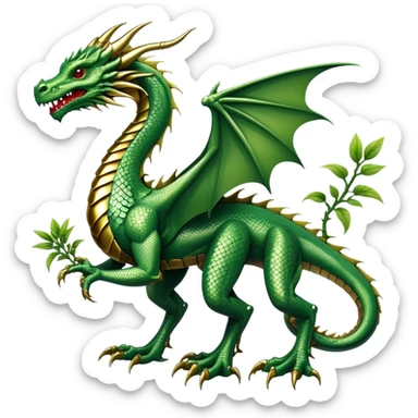 a chrome dragon with plant legs sticker