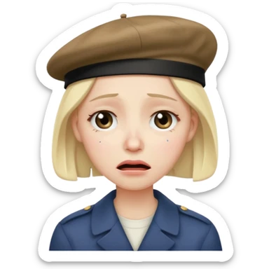 sob emoji face with beret sticker