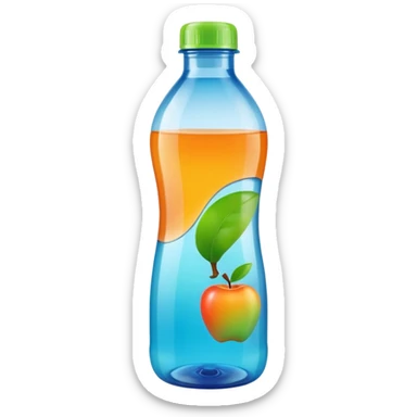 tall plastic bottle with built-in handle and screw cap, partially filled with vibrant-colored liquid (green, blue, or orange), slightly translucent body, smooth curves, clean utilitarian shape, no label, no mop, no surface, closed bottle, apple emoji style, soft lighting, subtle shadows, emoji scale sticker