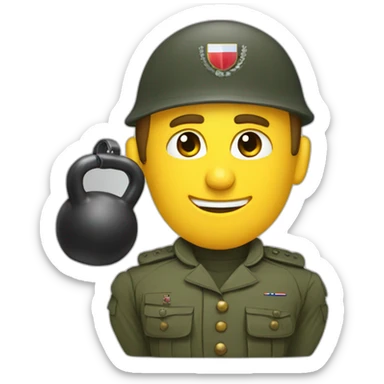 Macron soldier army with kettlebell sticker