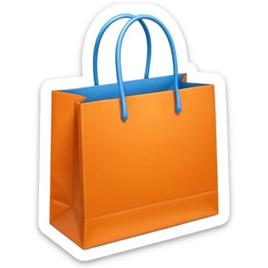orange gift bag with thick blue handles sticker