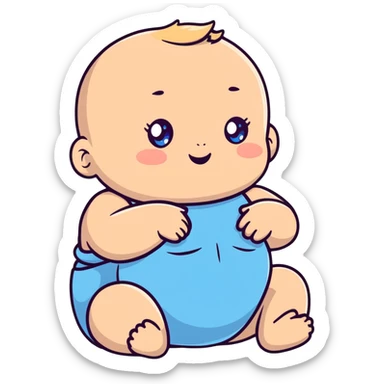 cute chubby-cheeked baby with sparkling blue eyes sticker