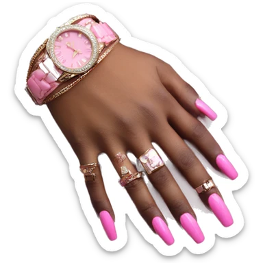 Dark hand luxury bracelet pink nails sticker