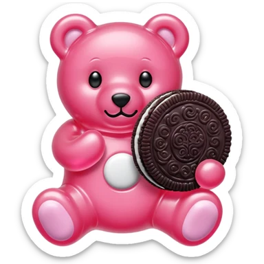 transparent pink gummy bear pink Oreo cookie kawaii sticker