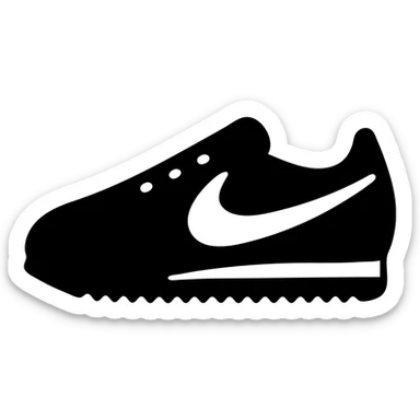 Nike Cortez sneakers, with a vintage design sticker