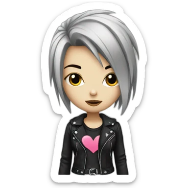 emo girl with love in punk sticker