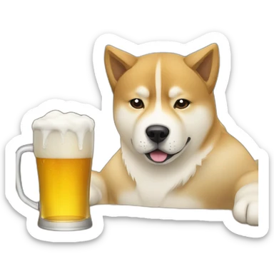 Akita-inu and Labrador drinking beer sticker