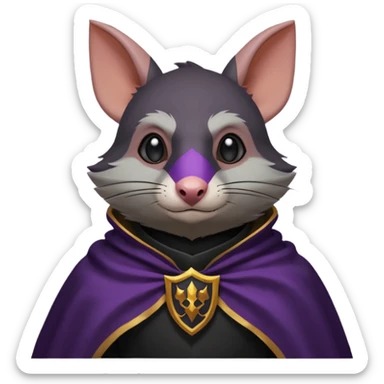 alors ce raton laver doit être équipé d'une cape de thieving noir avec trim bordure mauve comme dans le jeu old school runescape. au centre de la cape une icone de masque de voleur est visible . l'expression du visage du raton est ultra surpris "shock" sticker