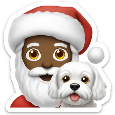 Santa holding a white bichon sticker