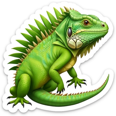 A green iguana with scales, spikes on its back, and a long tail sticker