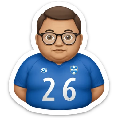 Realistic fat disabled man wearing glasses and a Sheffield Wednesday football shirt sticker