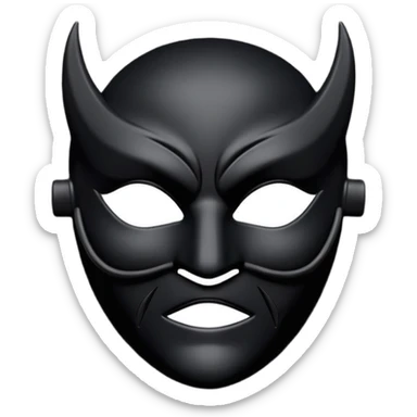 Minimal emoji, gothic mask forged from matte black leather, emotionless expression, smooth heavy surface, subtle leather texture, deep shadows, no glow, no neon, flat emoji style, centered sticker
