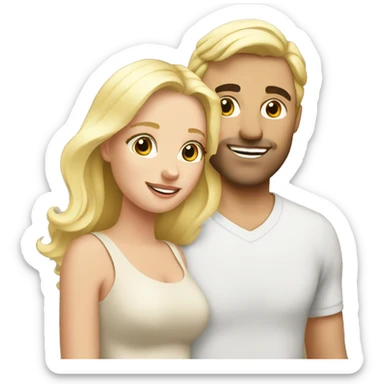 blonde couple holding  babygirl sticker