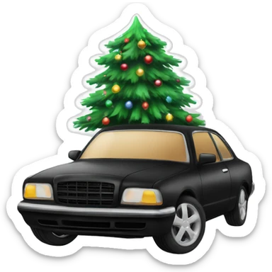 Christmas black car with Christmas tree sticker