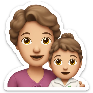 grandma with brown hair; holding baby girl  sticker