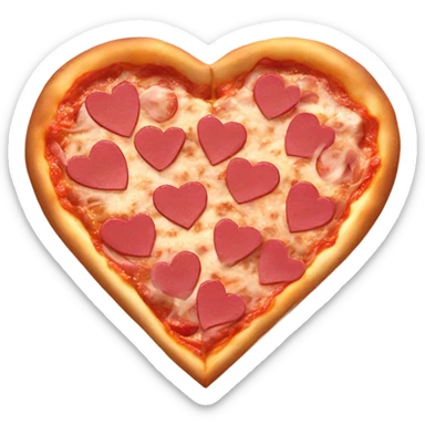 Realistic heart shaped pizza sitting flat in a open pink pizza box. sticker