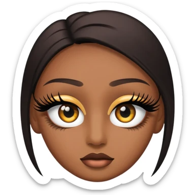 eyelash strip above an open eye sticker