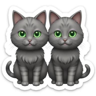 two grey cats in a heart green eyes sticker