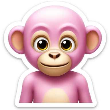 Cute pink monkey sticker