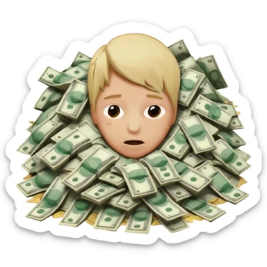 person drowning in money sticker