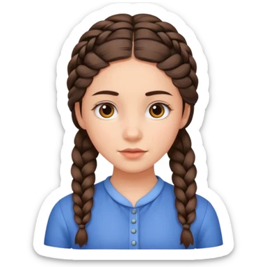 brunet kid girl young with braid sticker