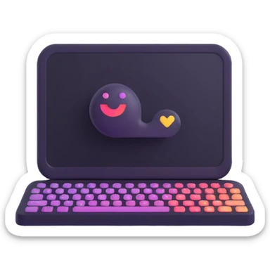 emoji for typing AI, chat bubble with animated dots or digital keyboard, futuristic style, similar to Siri or Gemini branding sticker