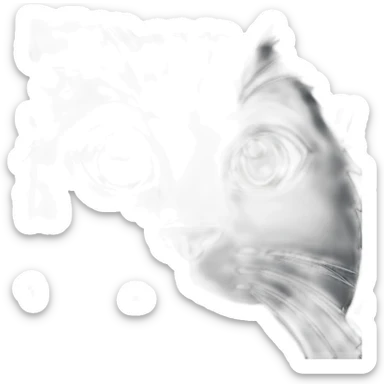 dark grey cat with green eyes and white stain on neck sticker