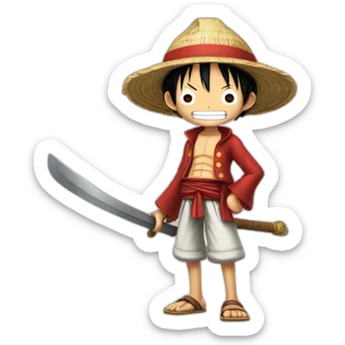 Tête de luffy sur un sabre sticker