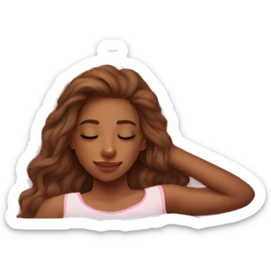 Teen girl sleeping in a bed pink  sticker