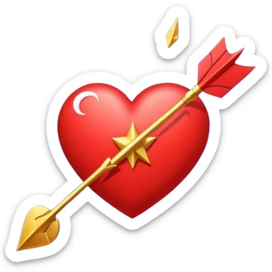 A red heart, crescent moon, and an arrow or comet streak flying across. 	•	Symbolizes “taking all the hearts” and “shooting the moon.” sticker