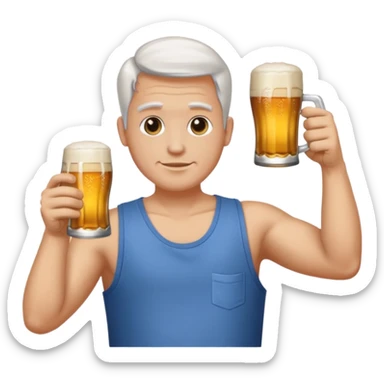 Emoji beauf avec un coupe de cheveux mulet accentué, un ventre vraiment rond, un débardeur et une bière dans la main sticker