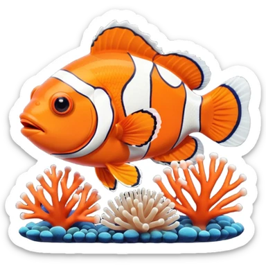 Clown fish with coral in an aquarium sticker