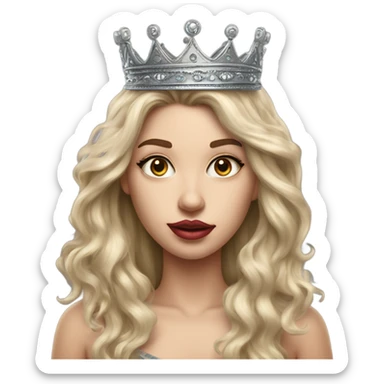 Caucasian Hyper realistic long hair wearing crown and tattoos big lips sticker