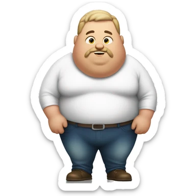 Super fat man with food  sticker