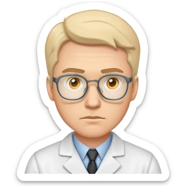 white man scientist photorealistic serious sticker