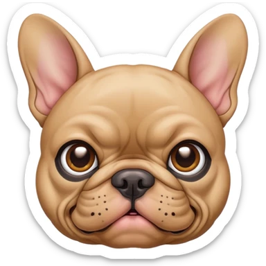 tan french bulldog head with bat ears and wrinkled face sticker