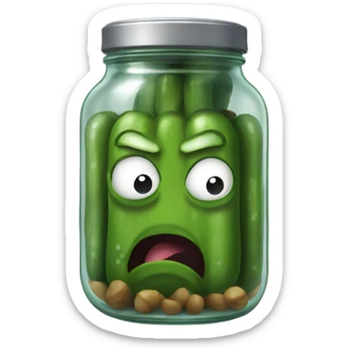 angry pickle in a jar sticker