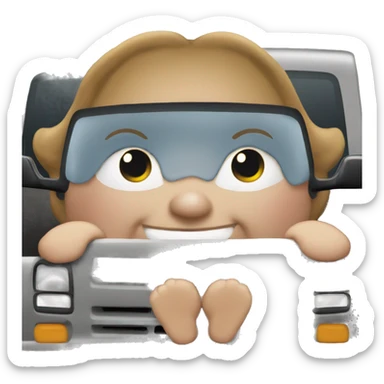 Extremely chubby woman sitting in the truck bed of a 2006 Chevy sliverado  sticker