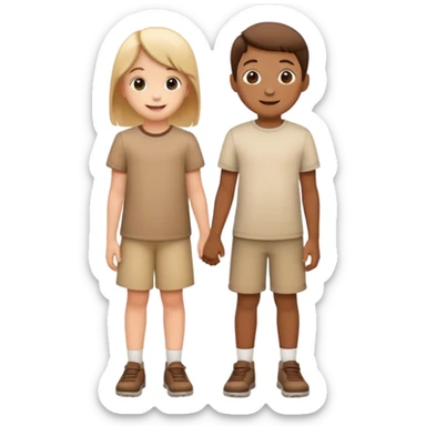 two children standing side by side, happy and friendly sticker