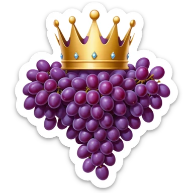 luxury grape cluster with crown, gold highlights, deep color richness, symbolizing Grand Cru wine, emoji style sticker